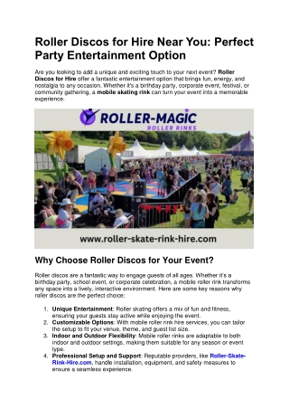 Roller Discos for Hire Near You