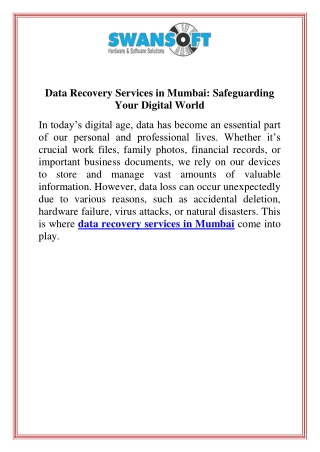 data recovery services in mumbai safeguarding