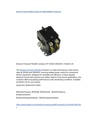 Winston Products PS2460 Contactor 2P 30_40A 208_240V _ PartsFe UK