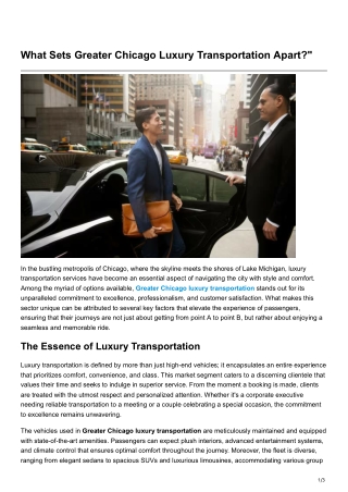 what sets greater chicago luxury transportation