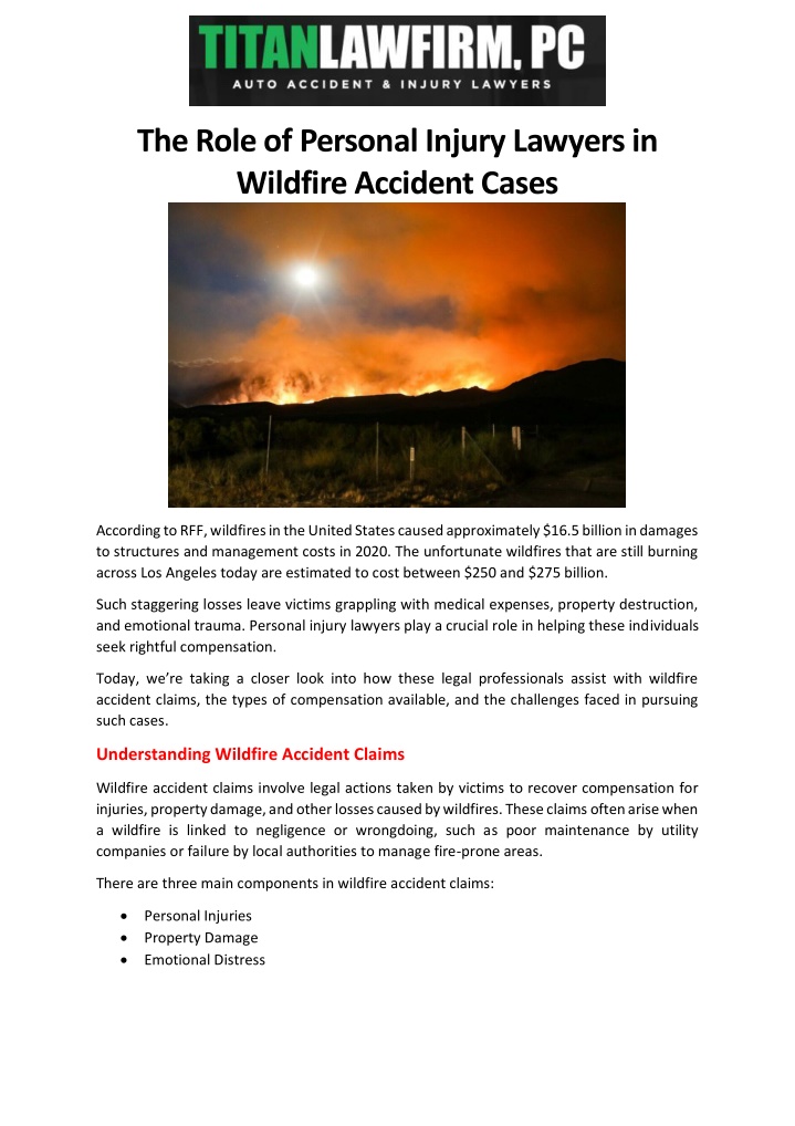 the role of personal injury lawyers in wildfire