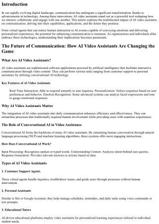 The Future of Communication: How AI Video Assistants Are Changing the Game