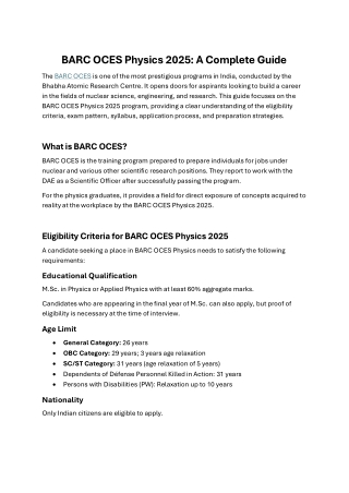 BARC OCES Physics 2025 A Complete Guide