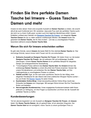 Finden Sie Ihre perfekte Damen Tasche bei Imware – Guess Taschen Damen und mehr