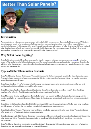Enhance Your Outside Space with Solar Lighting Suppliers