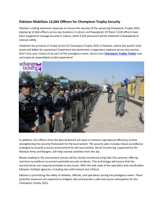 pakistan mobilizes 12 664 officers for champions