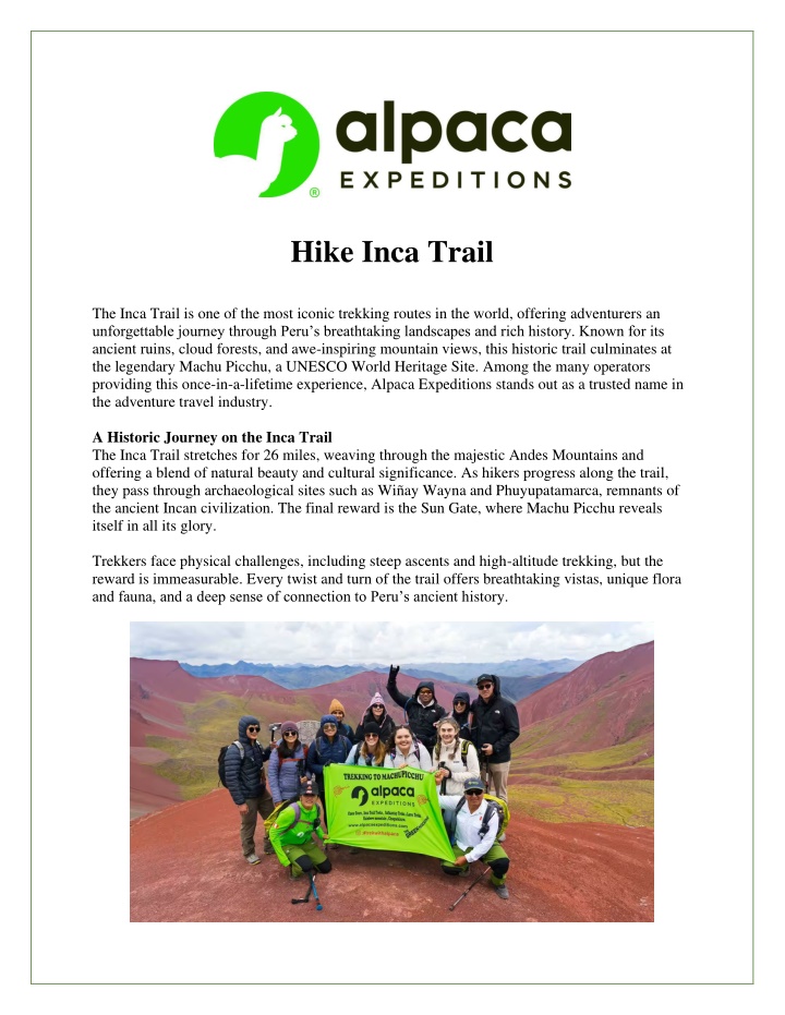 hike inca trail