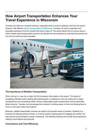 How Airport Transportation Enhances Your Travel Experience in Wisconsin