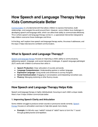 How Speech and Language Therapy Helps Kids Communicate Better