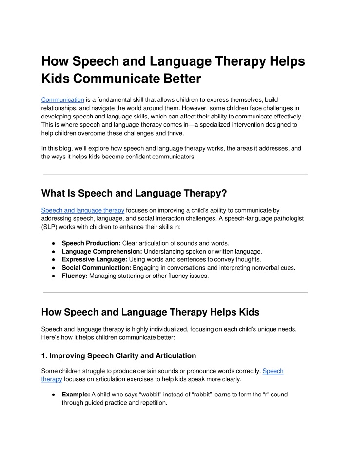 how speech and language therapy helps kids communicate better