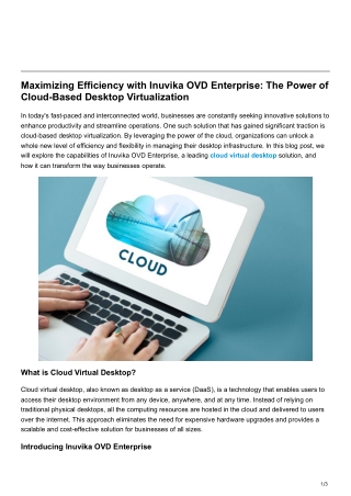 Maximizing Efficiency with Inuvika OVD Enterprise The Power of Cloud-Based Desktop Virtualization