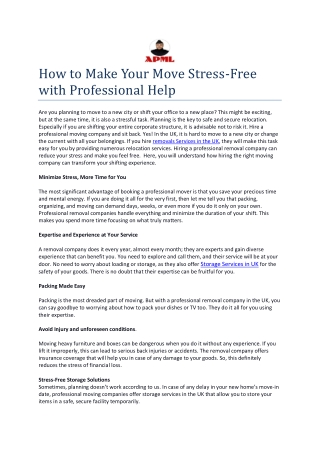 How to Make Your Move Stress