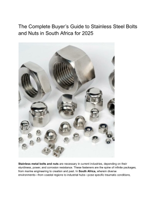 The Complete Buyer’s Guide to Stainless Steel Bolts and Nuts in South Africa for 2025