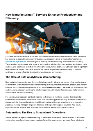 how manufacturing it services enhance