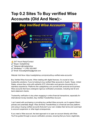 Top 0.2 Sites To Buy verified Wise Accounts (Old And New)_-