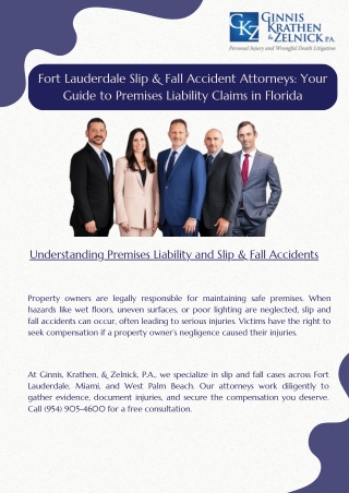 Fort lauderdale Slip and Fall Lawyers - Ginnis, Krathen, & Zelnick, P.A.
