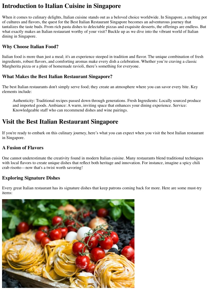 introduction to italian cuisine in singapore