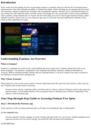 “Your Step-via-Step Guide to Accessing Fontana Free Spins”