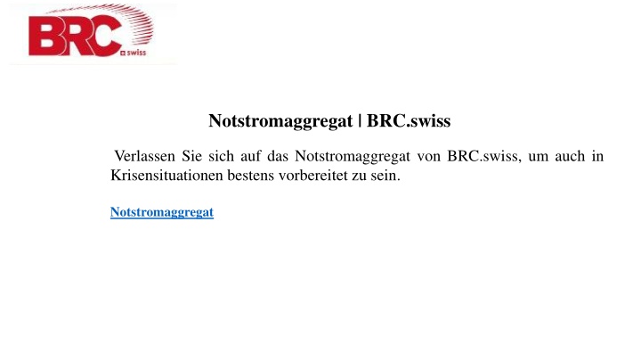 notstromaggregat brc swiss