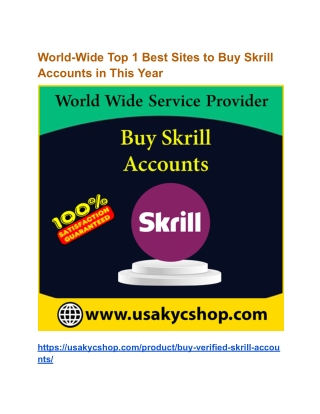 World-Wide Top 1 Best Sites to Buy Skrill Accounts in This Year
