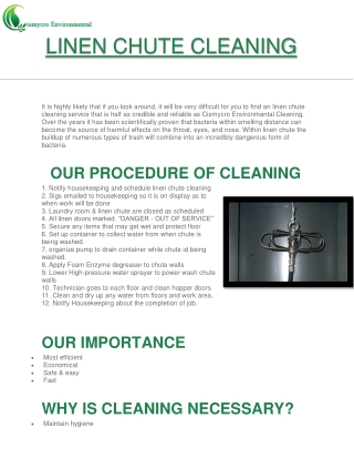 Linen Chute Cleaning service