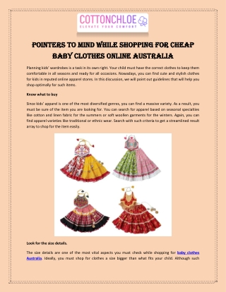 Pointers to Mind While Shopping for Cheap Baby Clothes Online Australia