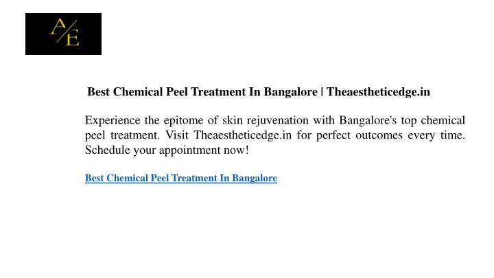 best chemical peel treatment in bangalore