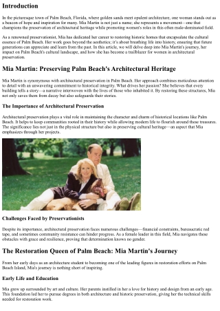 Mia Martin: A Trailblazer for Women in Architectural Preservation
