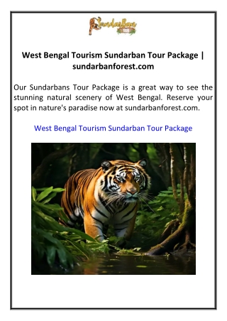 West Bengal Tourism Sundarban Tour Package  sundarbanforest.com