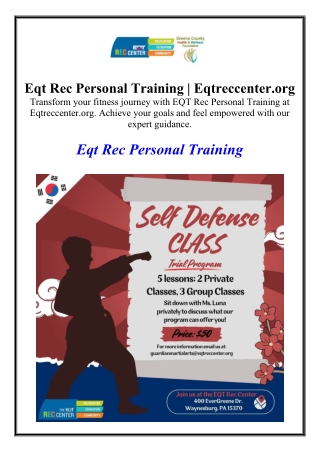 Eqt Rec Personal Training | Eqtreccenter.org