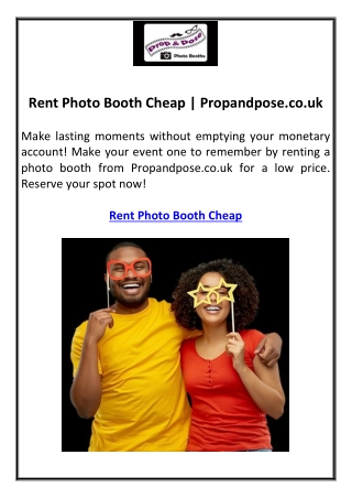 Rent Photo Booth Cheap  Propandpose.co.uk