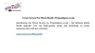 Green Screen For Photo Booth Propandpose.co.uk