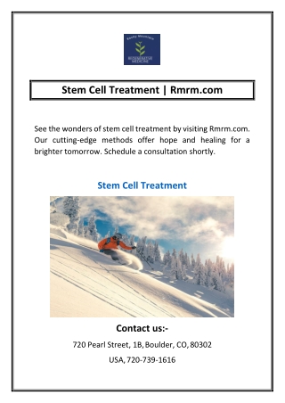 stem cell treatment rmrm com