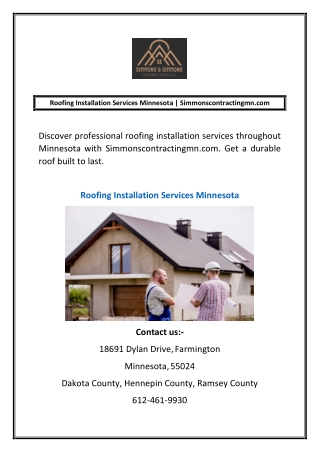 Roofing Installation Services Minnesota | Simmonscontractingmn.com