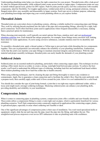 understanding plumbing joints helps you choose