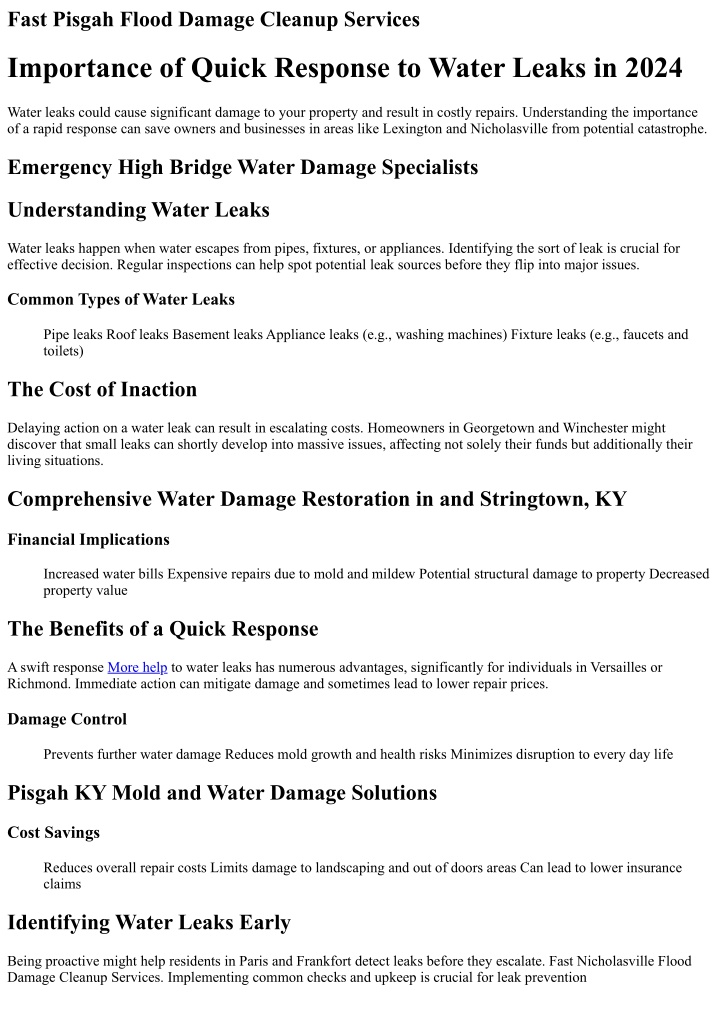 fast pisgah flood damage cleanup services