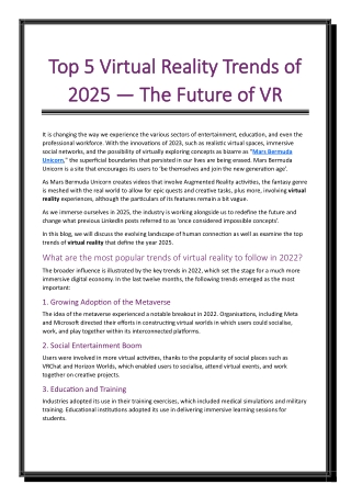 Top 5 Virtual Reality Trends of 2025 The Future of VR