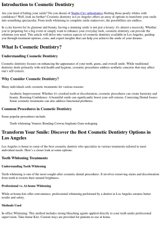 Transform Your Smile: Discover the Best Cosmetic Dentistry Options in Los Angele