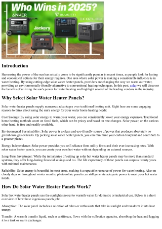 Harness the Sunlight's Power with Cutting-edge Solar Water Heater Panels Supplie