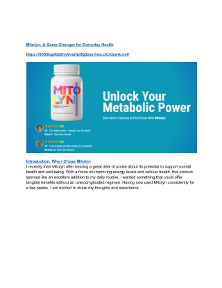 Mitolyn: A Game-Changer for Everyday Health