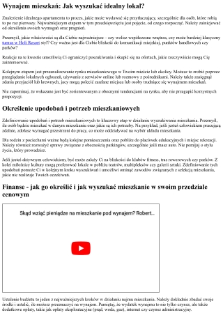 Wynajem apartamentów: Jak znaleźć idealny lokal?