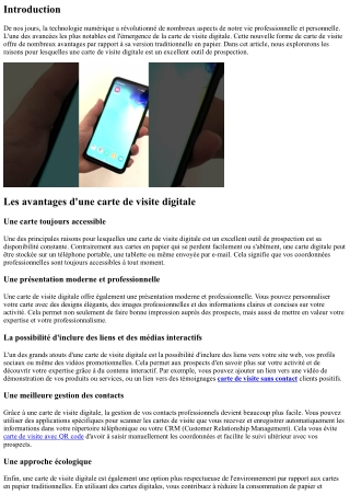 Les raisons pour lesquelles une carte de visite digitale est un excellent outil