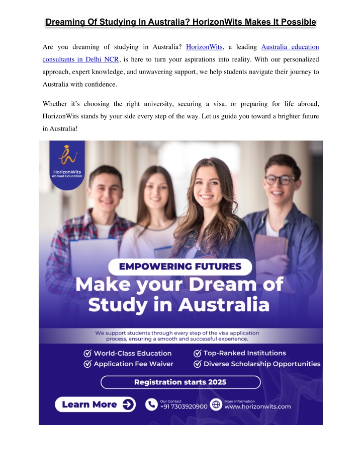 dreaming of studying in australia horizonwits