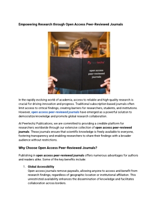 empowering research through open access peer