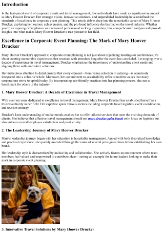 Excellence in Corporate Event Planning: The Mark of Mary Hoover Drucker