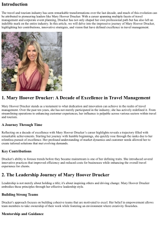 “Reflecting on a Decade of Excellence with Mary Hoover Drucker’s Career Highligh