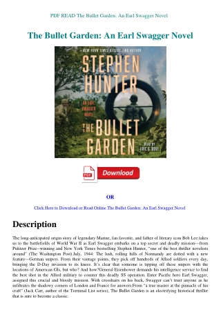 PDF READ The Bullet Garden An Earl Swagger Novel
