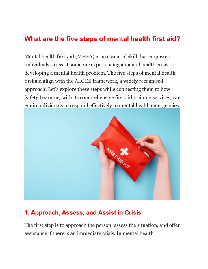 what are the five steps of mental health first aid