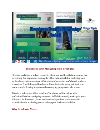 Transform Your Marketing with Brochures