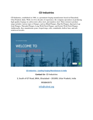 CD Industries – Leading Forging Manufacturer in India